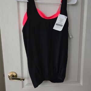 Fabletics Black and Tangerine Lucia Tank